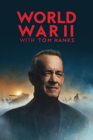 Tom Hanks met op de achtergrond bergen en ondergaande zon.