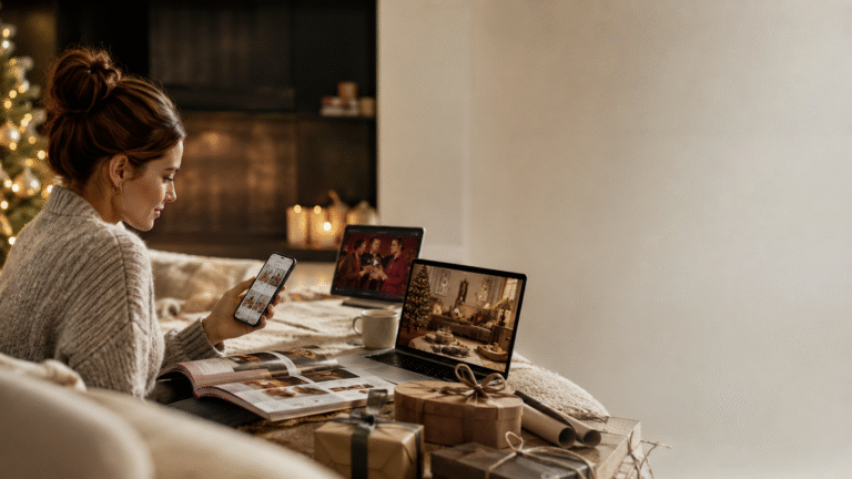 sfeerbeeld End of Year communicatie online shopping vrouw