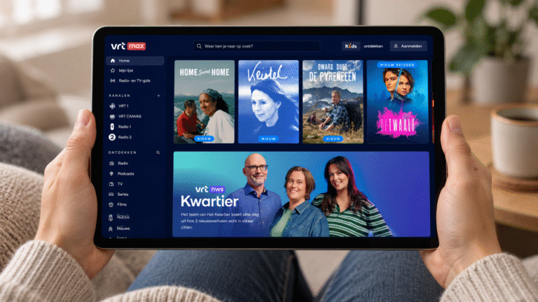 Programmatie VRT MAX streaming in tablet