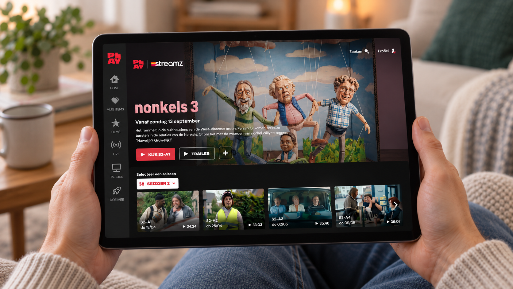 Play-programma Nonkels in tablet device via Play-app