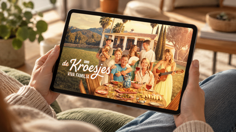 Sfeerbeeld tablet met realityreeks De Kroesjes: Viva Familia op HBO Max