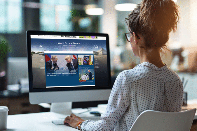 Voorbeeld Takeover, een van de High Impact-formaten bij Ads & Data, beschikbaar op de Mediahuis-nieuwssites